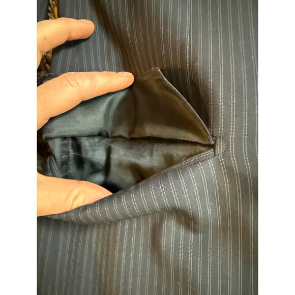 Men's Ermenegildo Zegna 100% Wool Italian Suit Navy Stripe Pleated 40R 32x30 - Picture 7 of 13